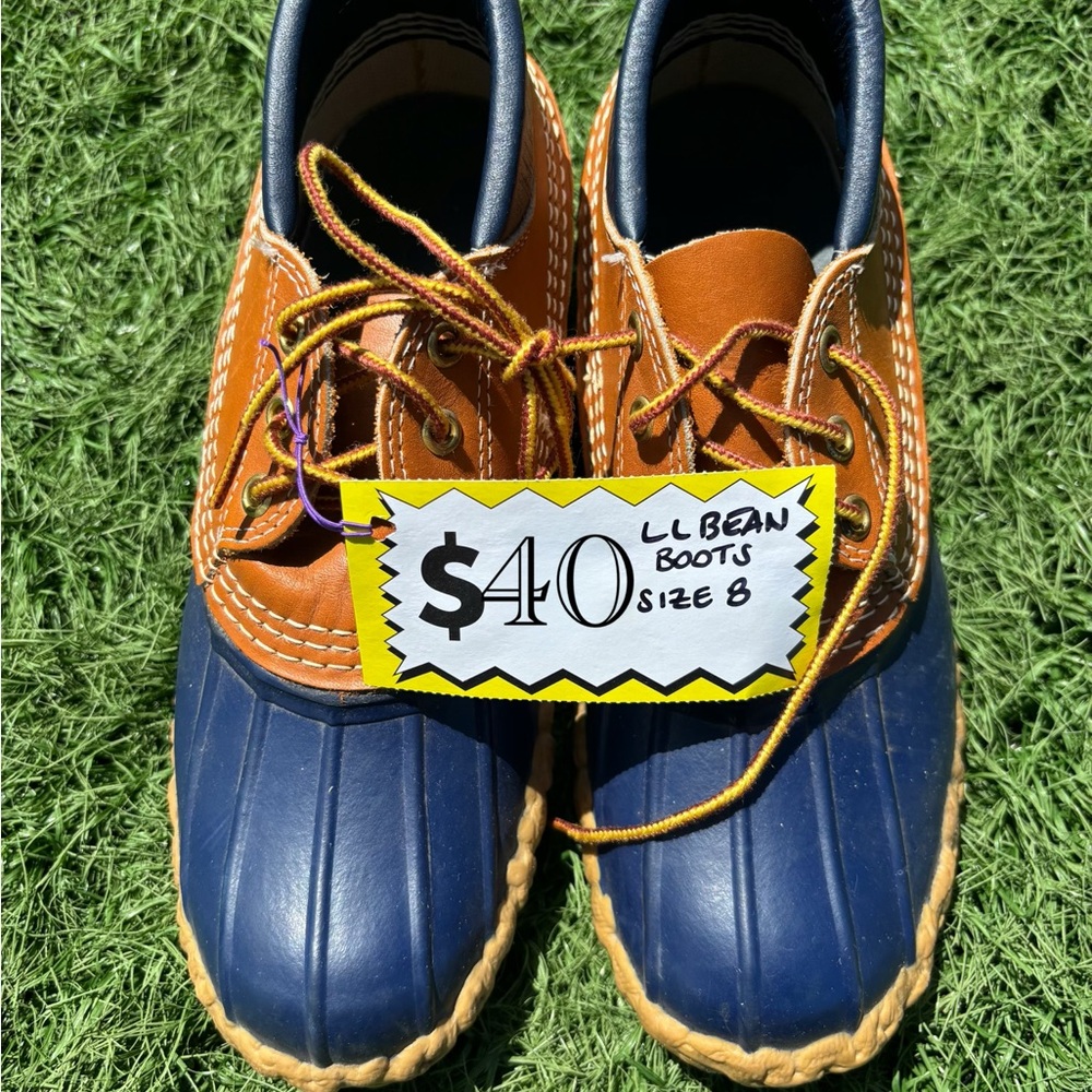 L.L. Bean Blue and Brown Waterproof Duck Boots